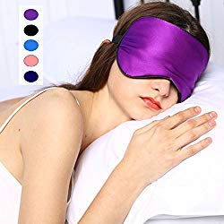 Silk Sleep Mask & Blindfold, Soft Eye Mask with Adjustable Head Strap, Deep Rest Eye Masks for Sleeping Night Eyeshade, Eye Cover for Travel, Shift Work & Meditation (Purple)