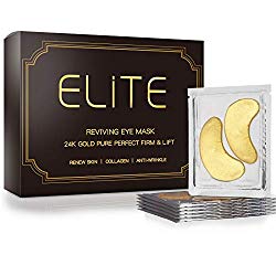 Under Eye Treatment Mask- Elite 24K Gold Gel Collagen Eye Pads |24K Gold Pads for Reducing Dark Circles| Smoothing Skin, Natural Lift | 1 Box for 2 Weeks Treatment |15 Pairs