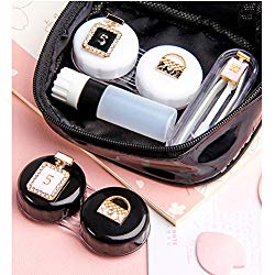 Contact Lens Cases Portable Travel Container Kit Set with Tweezers Container Holder Mirror Box-Perfume&Bag Designs-Easy Carry