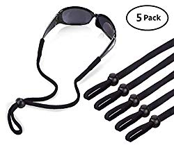 Black Adjustable Glasses Strap Eyewear Retainer Sunglasses Holder Rope Band Eyeglass Anti-slip Sports Straps for Men Women Kids – Pack of 5 By SHINKODA