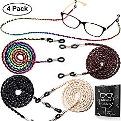 Eye Glasses String Holder Chain – Premium ECO Leather Eyeglass Lanyards Straps Cords for Men and Women – Glasses Holders Necklace around Neck