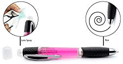 Glasses Cleaning Spray Pen with Pocket Clip – 4ml Eyewear and Camera Lens Solution – Doubles as Writing Pen – Pink – 1 Pack – By OptiPlix