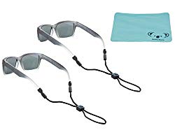 Koala Lifestyle Chums Kids Rope Child Eyewear Retainer Children’s Glasses Strap | Adjustable Eyeglass and Sunglass Holder for Boys and Girls | 2pk Bundle + Cloth, Black