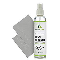 Lens Cleaner Spray Kit – Green Oak Professional Lens Cleaner Spray with Microfiber Cloths – Best for Eyeglasses, Cameras, and Lenses – Safely Cleans Fingerprints, Bacteria, Dust, Oil (8oz)