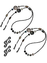 Mtlee 2 Pieces Shell Glass Beaded Eyeglass Straps Sunglasses Holder Eyewear Lanyard Retainer Cord with 4 Pieces Silicone Loops