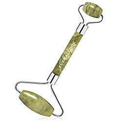 EverAllure Jade Roller –Natural Himalayan Jade Stone Facial Massager For Puffiness & Wrinkles –Slimming & Firming Jade Massage Roller For Face, Eye & Neck Anti-Aging Therapy –Travel Bag Included