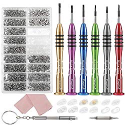Eyeglass Repair Tool Kit, Magicfly Glasses Repair kit with Screws and Nose pads 6 Pcs Precision Magnetic Screwdrivers for Sunglass Repair Watches Electronics Computer