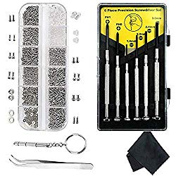 Eyeglasses Repair Kit-1100Pcs Small Screws and 10 Nose Pads Set with 6 Pcs Screwdrivers Tweezers for Glasses Sunglasses Eye Glasses Watch Clock Repair