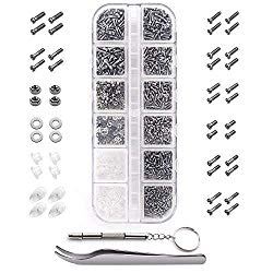 Eyeglasses Repair Kit, 1100Pcs Tiny Screws and 5 Pairs Nose Pads Stainless Steel Set with Micro Screwdriver Tweezer for Glasses, Sunglasses, Watch Repair