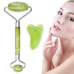 Jade Roller & Gua Sha Tools for Face – BONTIME Anti Aging Jade Roller for Face, 100% Natural Real Jade Roller Facial Massager for Face, Eye, Neck, Body, Rejuvenate Skin & Reduce Wrinkles, Puffiness