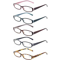 Reading Glasses Comb Pack of Multiple Fashion Men and Women Spring Hinge Readers (5 Pack Mix Color, 1.5)