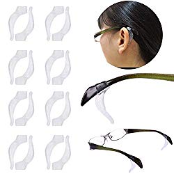 YR Anti-Slip Soft Silicone Ear Grip Hook Retainer Sleeve For Eyeglasses Sunglasses, 8 Pairs, Clear