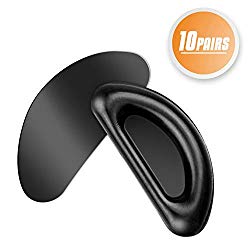 YR Eyeglass Nose Pads, Stick On Soft Silicone Nose Pad Cushion, Adhesive Anti-Slip Nose Pads for Glasses, Eyeglasses, Sunglasses, 1.3mm, 10 Pairs, Black