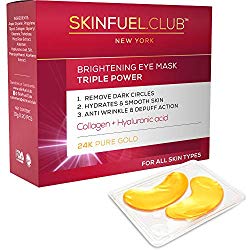 24K gold collagen eye mask by SkinFuel.Club – Eye Mask for puffy eyes and dark circles | Anti aging & anti wrinkle eye patches | Undereye bags treatment & Hydrating pads for Men & Women (20 Pairs)