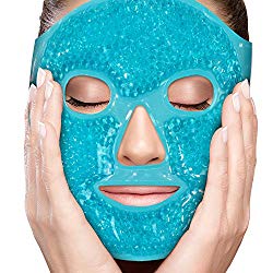 Face Eye Mask Gel Cold Pack – Reduce Puffiness, Bags Under Eyes, Puffy Dark Circles, Migraine – Therapeutic Heat and Ice Compress with Cover – for Sleep, Sinus Pressure, Headaches, Skin Care – Blue