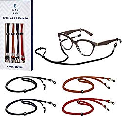 Eye See Eyeglass Chains For Women and Men – Eye Glasses String Holder Strap Made Of Comfortable Leather To Hold Your Glasses Around Your Neck – Premium Material Glasses Strap Will Not Stick To Neck