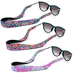 YR Floral Pattern Sunglass Straps, Soft And Durable Neoprene Material Floating Eyewear Retainers, 3 Packs.