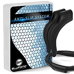 BLUPOND Glasses Strap & Holder Set – Anti Slip Silicone Ear Hooks and Band for Sports Sunglasses Retainer Keepon Gripper – Pack of 3 (Black)