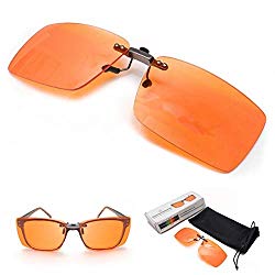 ElementsActive Clip On Blue Blocker Computer Glasses Lenses | 99.5% Blue Blocking | Over Prescription Eyeglasses | Better Night Sleep & Reduce Eyestrain Migraine Headaches Insomnia