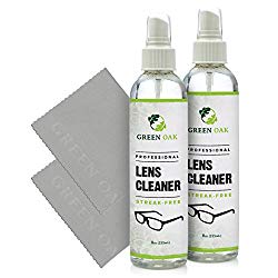 Lens Cleaner Kit – Green Oak Premium Lens Cleaner Spray for Eyeglasses, Cameras, and Other Lenses – Gently Cleans Bacteria, Fingerprints, Dust, Oil (2 Pack)