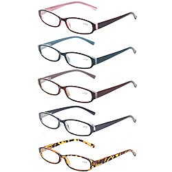 Reading Glasses Comb Pack of Multiple Fashion Men and Women Spring Hinge Readers (5 Pack Mix Color, 2.0)