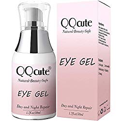 Eye Gel, QQcute Day & Night Anti-Aging Eye Treatment Cream for Wrinkle, Dark Circle, Fine Line, Puffy Eyes, Bags Best Hydrogel Eye Moisturizer for Women Mother’s Day Gift – 1.7 fl oz.