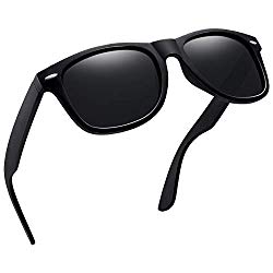 Joopin Unisex Polarized Sunglasses Classic Men Retro UV400 Brand Designer Sun glasses (Black, Simple packaging)