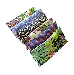 Peacegoods Aromatherapy Eye Pillow – Bundle of (6) – 4.5 x 9 – Organic Lavender Chamomile Flax Cotton – Removable Cover Washable – green black pink purple bird butterfly flowers leaves