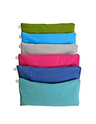 Peacegoods Unscented Organic Flax Seed Eye Pillow – Pack of (6) – Soft Cotton Flannel 4 x 8.5 – Pink Green Purple Gray Fuschia Aqua Turquoise Blue