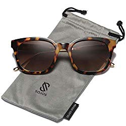 SOJOS Classic Polarized Sunglasses for Women Men Mirrored Lens SJ2050 with Tortoise Frame/Brown Polarized Lens