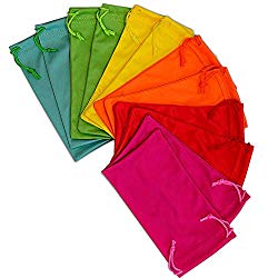 3.5×7″ 12 Pcs. Multi Color Microfiber Pouch, Pouch For Sunglasses & Eyeglasses, Cleaning Cloth Premium Quality With Drawstring Closure