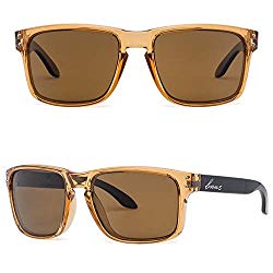 Bnus italy made classic sunglasses corning real glass lens w. polarized option (Crystal Brown / B15 Polarized, Polarized Size:56mm(M))
