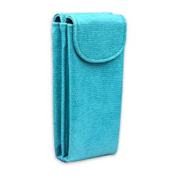 Double Eyeglass Case for 2 frames | Semi Soft pouch with magnetic closure | comes with 2 microfiber cleaning cloths (IP836 Turquoise Snake)