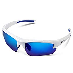 Duduma Polarized Designer Fashion Sports Sunglasses for Baseball Cycling Fishing Golf Tr62 Superlight Frame (White/Blue)