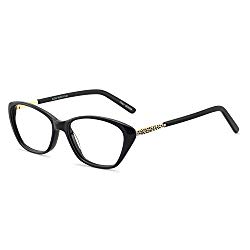 Eyewear Frames-OCCI CHIARI-Rectangle Lightweight Non-Prescription Eyeglasses Frame with Clear Lenses For Womens (B-Black(Anti-blue light))