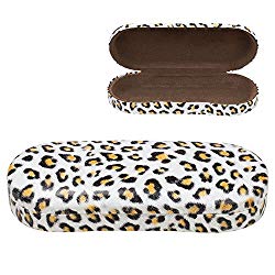 Hard Clamshell Eyeglass Case, Leopard Print Protective Glasses and Sunglasses Holder – For Kids & Adults, Men & Women – Brown – by OptiPlix