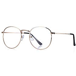 Pro Acme Classic Round Metal Clear Lens Glasses Frame Unisex Circle Eyeglasses (Gold)