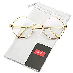 Pro Acme Retro Round Metal Frame Clear Lens Glasses Non-Prescription(Gold Frame/Clear Lens)