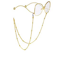 RANHUU Beaded Eyeglass Chains for Women Reading Glasses Cords Sunglasses Chain Holder Strap Lanyards Eyewear Retainer (Gold)