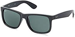 Ray-Ban Men’s Justin Rectangular Sunglasses, BLACK, 55 mm