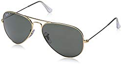 Ray-Ban RB3025 Aviator Large Metal Sunglasses 58 mm, Polarized, Arista Gold/Polarized Crystal Green