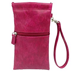 Soft Eyeglass Case | Soft Sunglasses Case | Cell Phone Holder with Wristlet Strap (CT8W Cranberry Smooth)