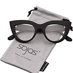 SOJOS Vintage Cateye Eyeglasses for Women Eyewear Frame Clear Lens Glasses SJ2939 with Black Frame/Clear Lens
