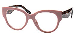 SOOLALA Ladies Modern Fashion Prescription Eyeglass Frame Cat Eye Reading Glass, Pink, 2.5