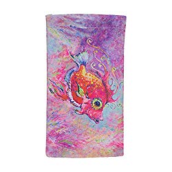 Women’s and Kids Glasses Pouch Case – Soft Eyeglass Case for Reading and Sunglasses – Pretty Pastel Pink Fish Print – Squeeze Top Protective Holder – by OptiPlix