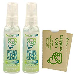 Calyptus Eyeglass Lens Cleaner Spray Care Kit | 100% Natural, Plant Based, Non-Toxic, and Safe | Alcohol Free, Ammonia Free, VOC Free | AR Safe for Coated Lenses | 4 oz Bundle with 2 Calyptus Cloths
