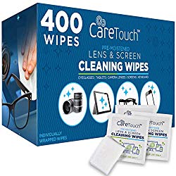 Care Touch Lens Cleaning Wipes, Pre Moistened Cleansing Cloths Great for Eyeglasses, Tablets, Camera Lenses, Screens, Keyboards and Other Delicate Surfaces (400 Lens Wipes)
