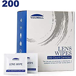 Lens Cleaning Wipes, Pre Moistened Cleansing Cloths Great for Eyeglasses, Tablets, Camera Lenses, Screens, Keyboards and Other Delicate Surfaces – 200 Individually Wrapped Wipes