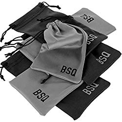 Microfiber Pouch – Soft Storage Bag(s) for Glasses and Cell Phones (Black&Gray 4″ x 7.75″)