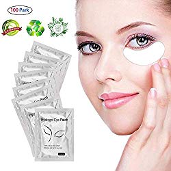 100 Pairs Gel Eye Pads,Hydrogel Eye Patch,Eyelash Extension Eye Pads,Lint Free Eye Gel Pads for Eyelash Extension Supplies, Beauty Makeup Eye Mask Kit,Eye Mask Beauty Tool